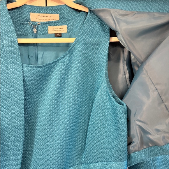 Tahari Teal Textured Dress and Jacket Size 14 - Picture 5 of 7